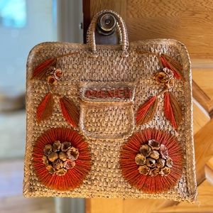 Vintage Large Woven Straw Tote Mexico